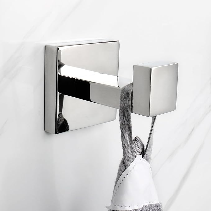 NearMoon Bath Towel Hooks -SUS304 Stainless Steel Square Clothes Robe Hooks - Image 4