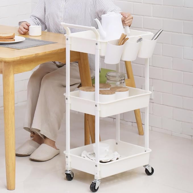 3-Tier Utility Rolling Cart, Mobile Utility Cart - Image 8