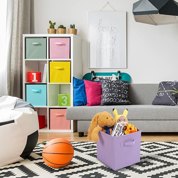 Stero Fabric Storage Bins 6 Pack Fun Colored Durable Storage Cubes - Image 5
