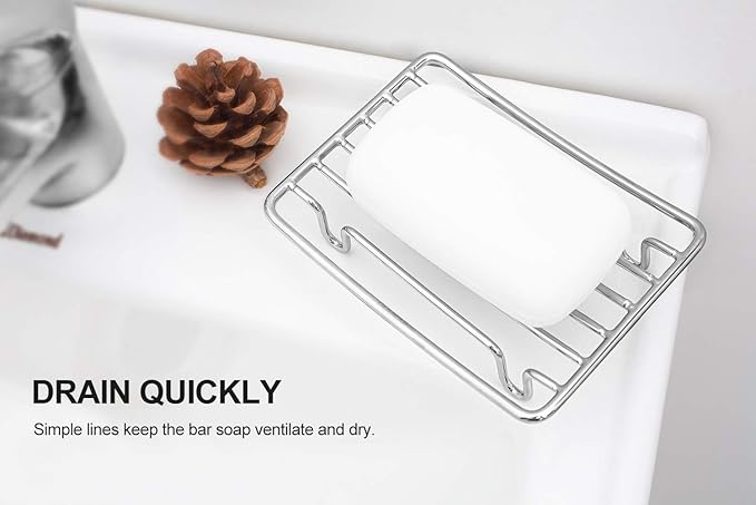 Bar Soap Dish Holder for Shower Bathroom Stainless Steel Rust Proof Self - Image 3