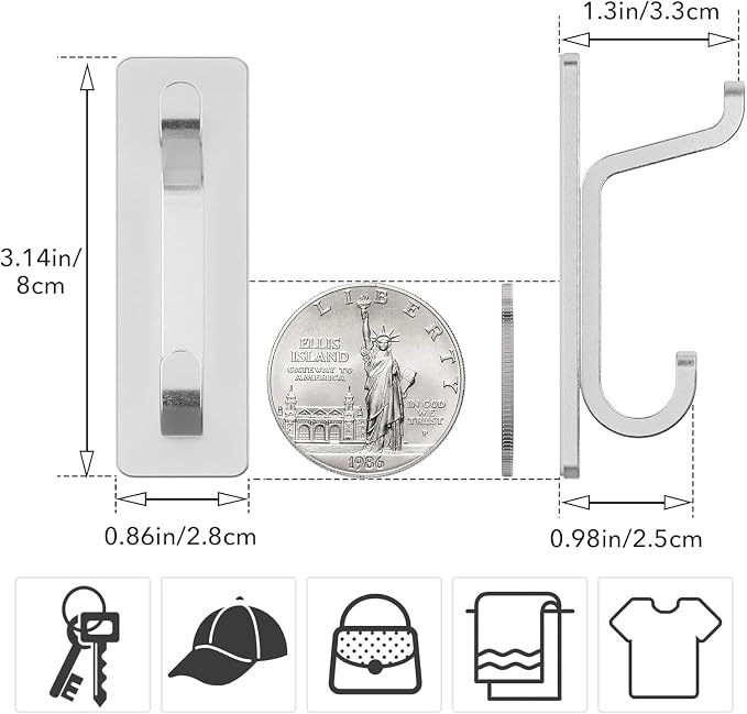 Wall Hooks for Coat and Towel: 13LB Adhesive Door Hanger Stick on - Image 4