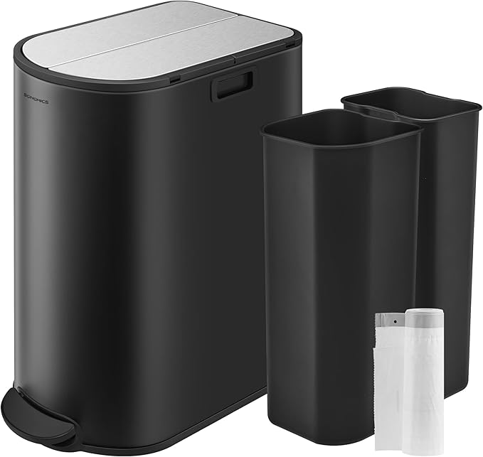 SONGMICS 13-Gallon Dual Kitchen Trash Can, 5.3 and 8 Gallon Compartments by SONGMICSbySONGMICSHOME