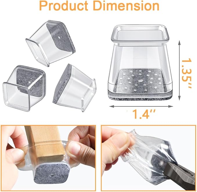 32 Pcs Square Chair Leg Protectors - Image 4