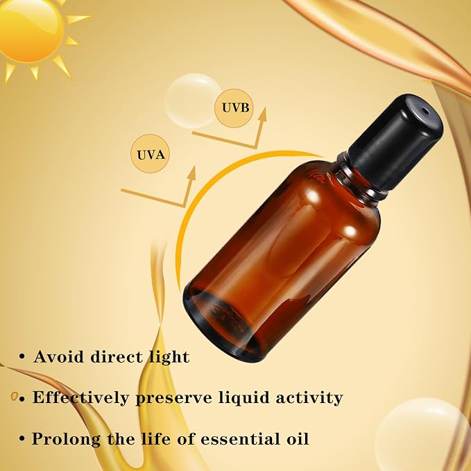 10ML Roller Bottles for Essential Oil, 4 Pack Empty Amber Glass Roller Bottle - Image 6