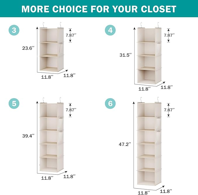 YOUDENOVA Hanging Closet Organizer, 5-Shelf Closet Hanging Storage Shelves - Image 5