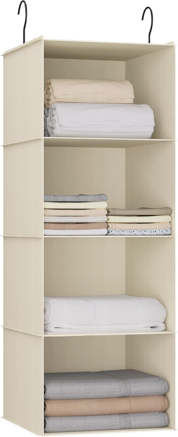 Hanging Closet Organizer, Easy Mount Foldable 4-Shelf Hanging Closet Wardrobe by DonYeco
