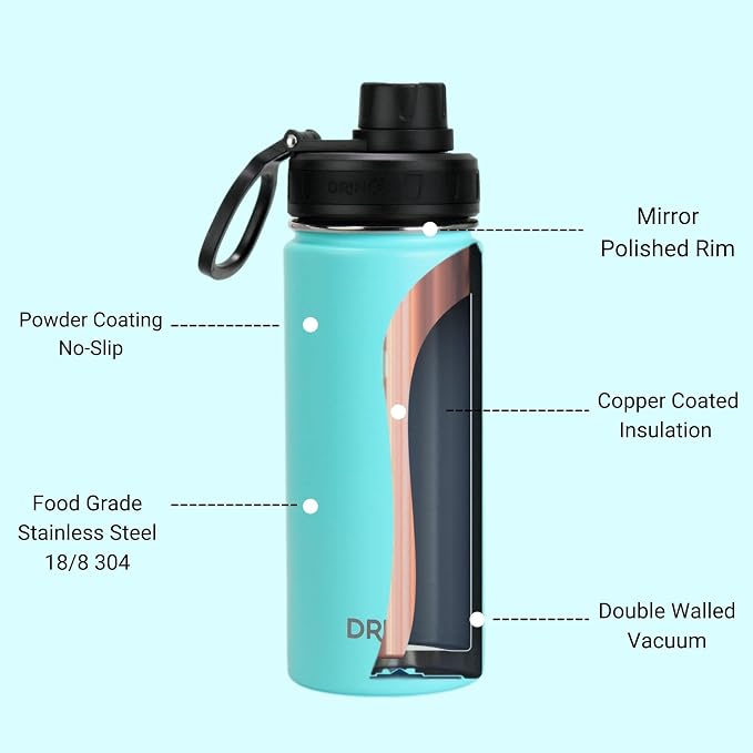 DRINCO Stainless Steel Water Bottle Spout Lid Vacuum Insulated Double Wall - Image 5