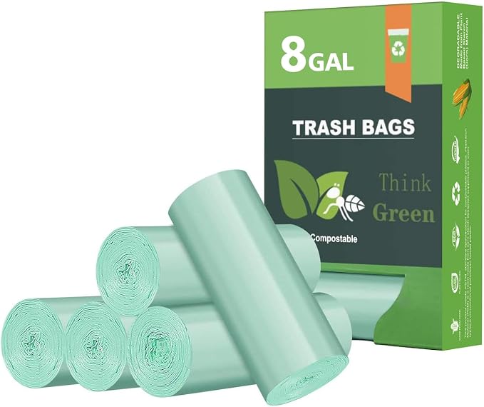 Biodegradable 8 Gallon Trash Bags, AYOTEE Garbage Bags 8 gallon, Compostable by AYOTEE