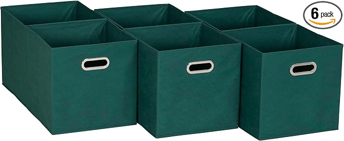 Household Essentials 6 ct Open Fabric Cube Storage Bins, Forest Green by HouseholdEssentials