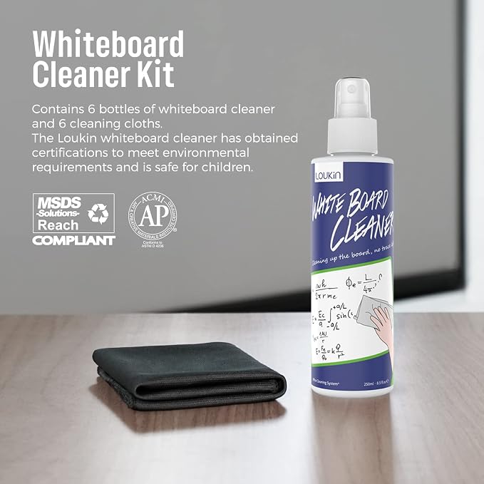 loukin Non-Toxic Whiteboard Cleaner, 8.5 fl oz Dry Erase Board Cleaner - Image 2