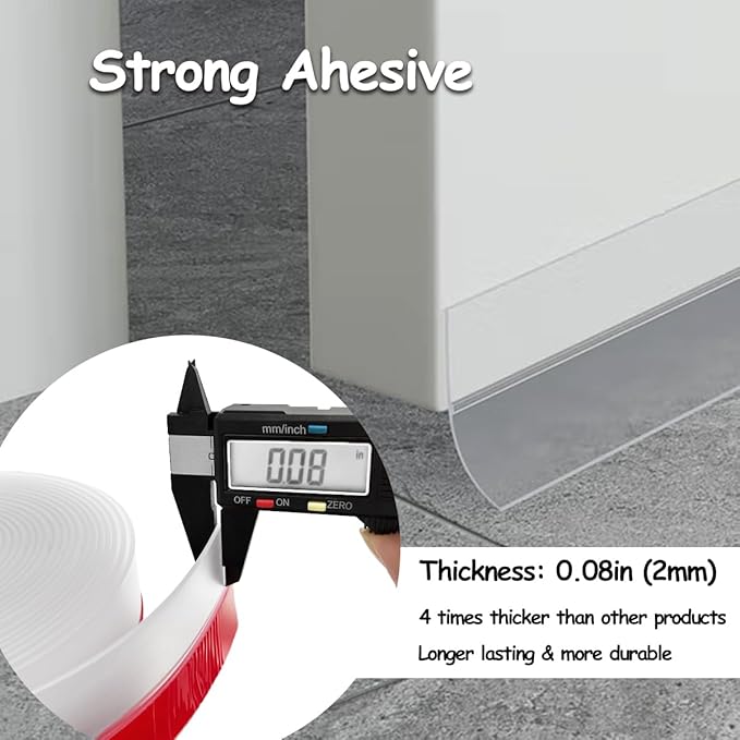 Silicone Weather Stripping, 2 inch x 20 Ft Door Draft Stopper Window Seal Strip - Image 3