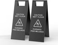2 Pcs Wet Floor Sign, 24 Inch Black Stainless Steel Caution Wet Floor Sign by CrazyAnt