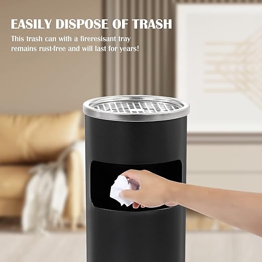 Trash Can Outdoor Waste Container Round Stainless Steel Trash Can - Image 3