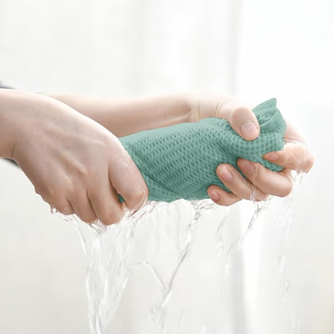 Artoid Mode 100% Cotton Light Green Waffle Weave Kitchen Dish Cloths, 12x12 - Image 3