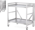 2 Shelf Rolling Cart with Wheels, 660lbs Capacity Collapsible Steel Rolling by ChincoStar