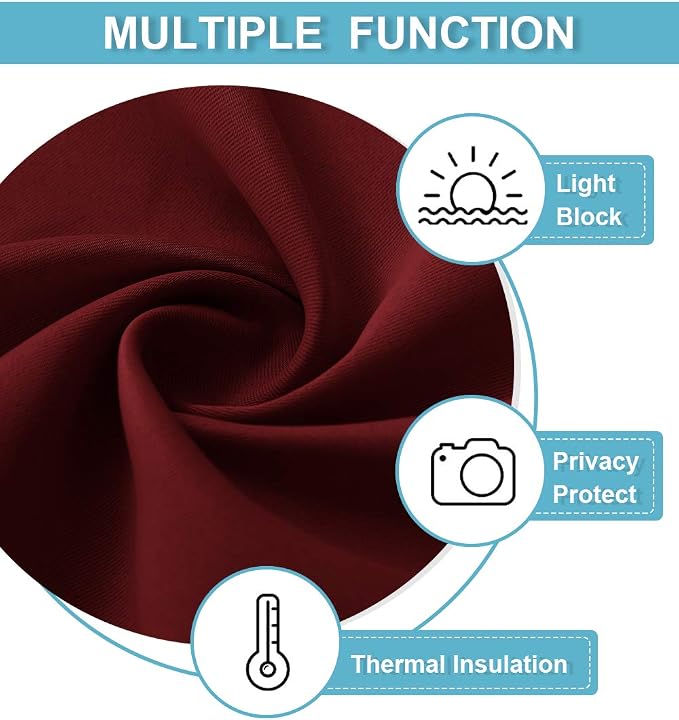 RYB HOME Red Curtains Blackout Window Covering Light Blocking UV Protection - Image 6