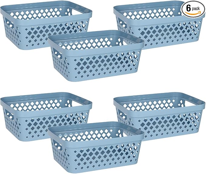 Glad Plastic Storage Basket Set, Value Pack of 6 | Open Storage Bins by GladTrashFoodStorage