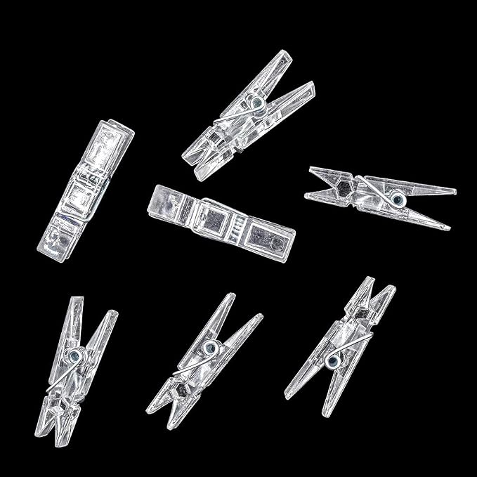 128 Pieces Mini Transparent Plastic Clear Clips, Photo Clips, Clothespins Clip - Image 3