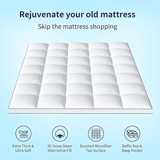 Mattress Topper Twin Extra Thick Mattress Pad Cover - Image 3