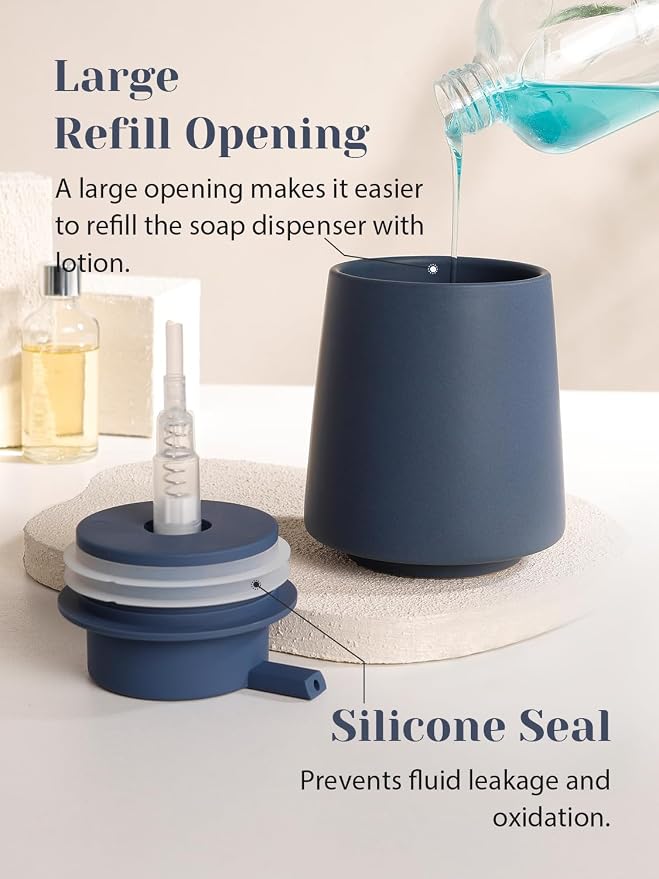 INGOFIN Ceramic Soap Dispenser, 14 oz Bathroom Hand Soap Dispenser, Liquid - Image 3