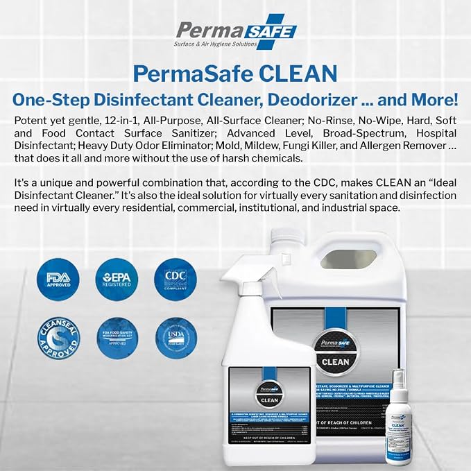 PermaSafe CLEAN, All-Purpose Hospital Disinfectant Cleaner; No Rinse, Soft & - Image 3