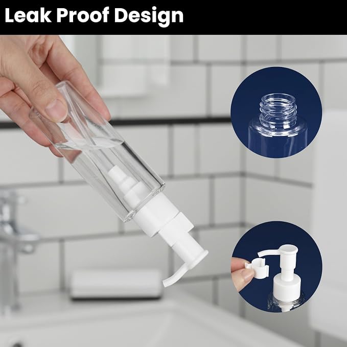 7 Pack 3.4 Oz/100ml Travel Pump Bottle TSA Approved Empty Plastic Pump Bottles - Image 3