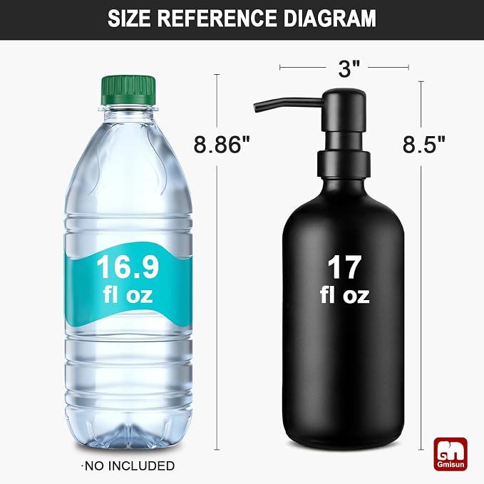 GMISUN Black Soap Dispenser, 2 Pack Matte Black Hand Soap Dispensers - Image 2