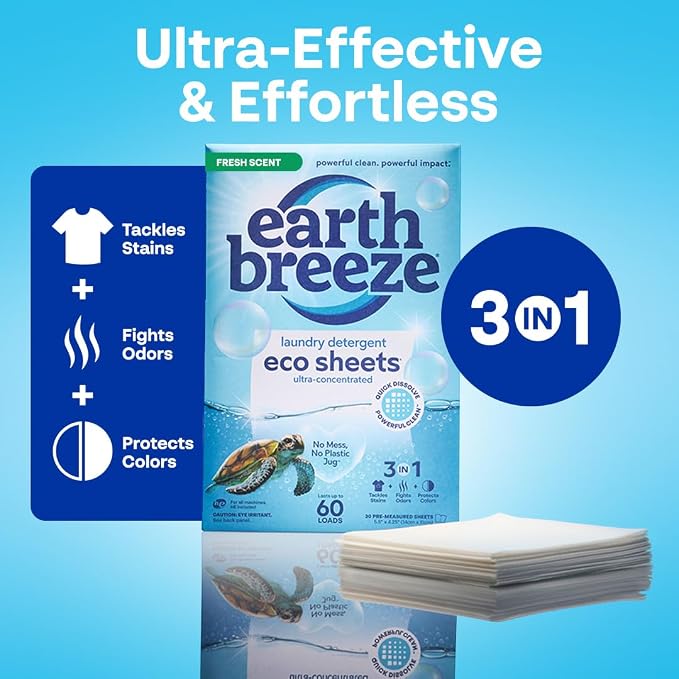 Earth Breeze Laundry Detergent Sheets Fresh Scent - Image 4