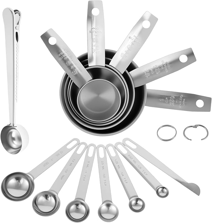 13PCS Measuring Cups and Spoons Set Stainless Steel Measuring Spoons and Cups by Unknown