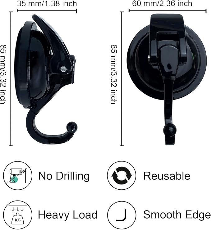 Heavy Duty Vacuum Suction Shower Hooks - Image 4