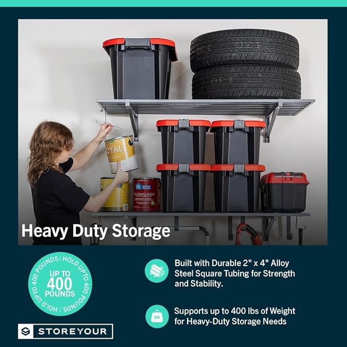 StoreYourBoard 2-Pack Heavy Duty Wall Shelves – Wall-Mounted Garage Storage - Image 4