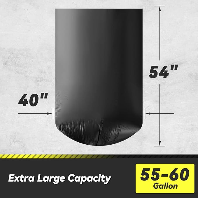 100 Count 55-60 Gallon Trash Bags, Sturdy & Tear-Resistant Commercial Can - Image 4