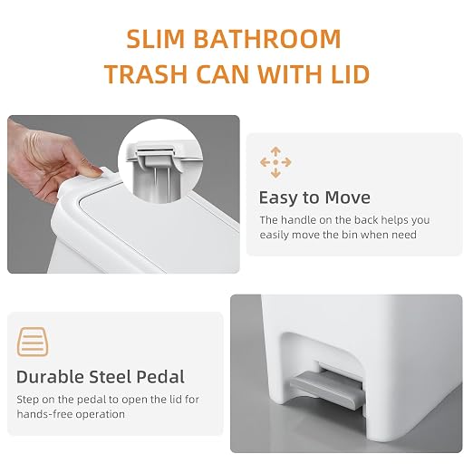 MOPALL Trash Can with Lid, Kitchen Step Trash Can, Garbage Can with Press Top - Image 5