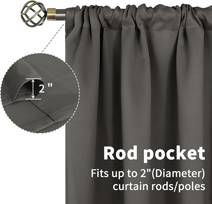BGment Grey Blackout Curtains 36 Inches Length - Image 5