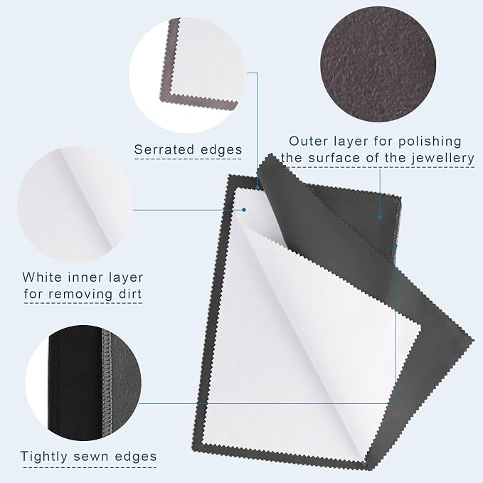 Phinus 3PCS Jewelry Cleaning Cloth, 100% Cotton Jewelry Cloth Polishing - Image 3