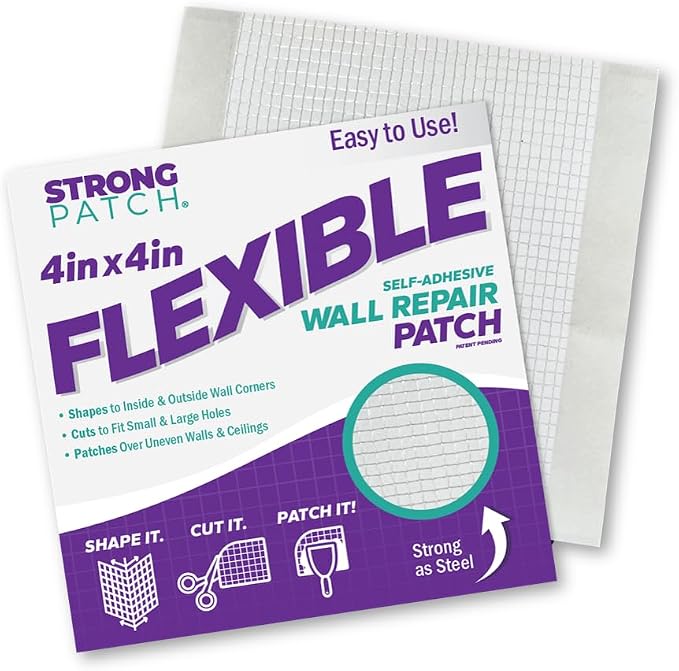 StrongPatch® 4 in. x 4 in. Flexible Self-Adhesive Wall Repair Patch – Versatile by StrongPatch