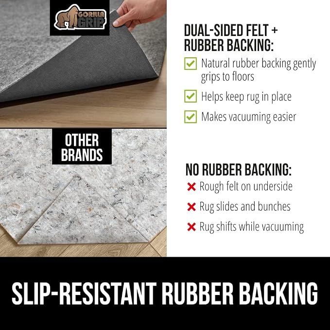 GORILLA GRIP Felt and Natural Rubber Stay in Place Slip Resistant Rug Pad - Image 4