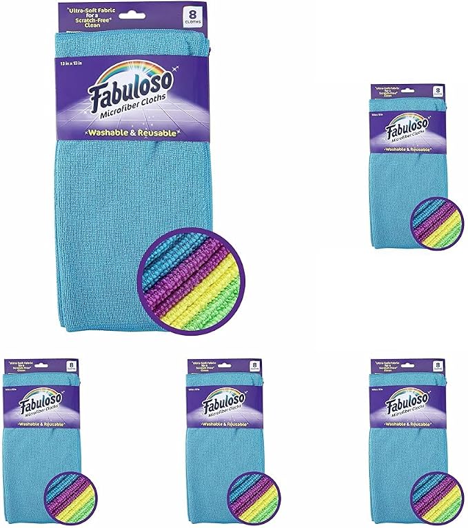 Fabuloso Microfiber Cleaning Cloths, 8 ct, Rainbow Colors | Lint-Free, by Colgate-PalmoliveCommercial