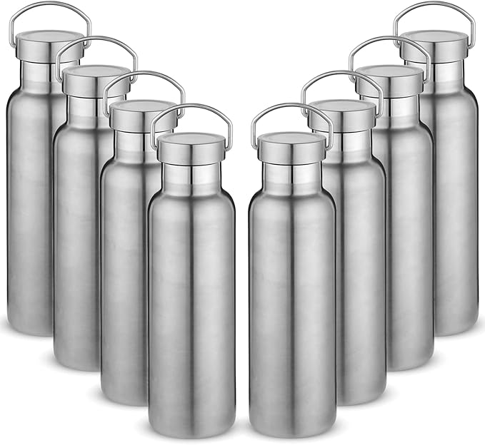 Neihepal 20 oz Insulated Water Bottles Bulk 8 Pack, Stainless Steel Double Wall by Neihepal