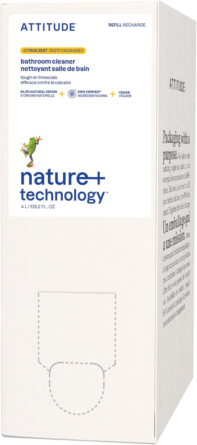ATTITUDE Bathroom Cleaner Spray Refill, EWG Verified, Plant-Based & Vegan by ATTITUDE