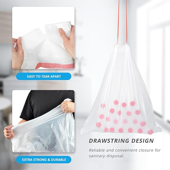 Ultra Thick Heavy Duty Plastic 15 Gallon Drawstring Trash Bags Large 80 Count - Image 4