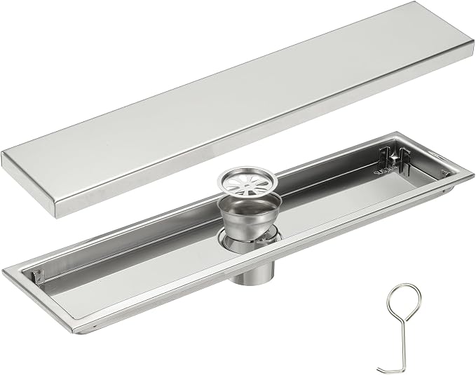 uxcell Rectangular Shower Drain, Brushed 304 Stainless Steel Odor-Proof Floor by uxcell