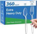 360 Count Extra Heavy Duty Clear Plastic Forks and Spoons, 180 Forks & 180 by Dealusy