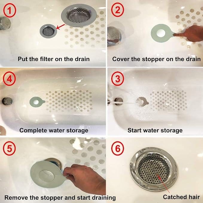 2PCS Bathtub Stopper Hair Catcher Kit, Bathtub Drain Strainer, Tub Stopper Plug - Image 6