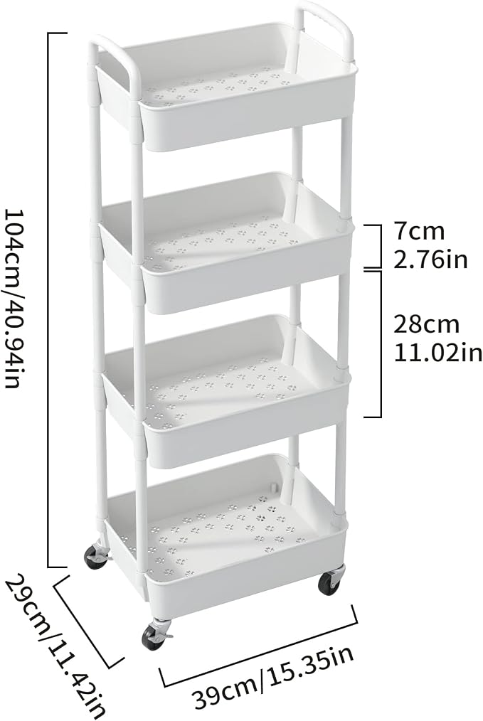 Sywhitta 4-Tier Plastic Rolling Utility Cart - Image 2