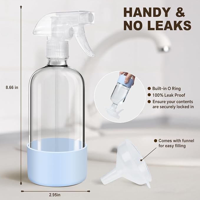 Glass Spray Bottles with Silicone Sleeves, Mist and Stream Empty Refillable - Image 6