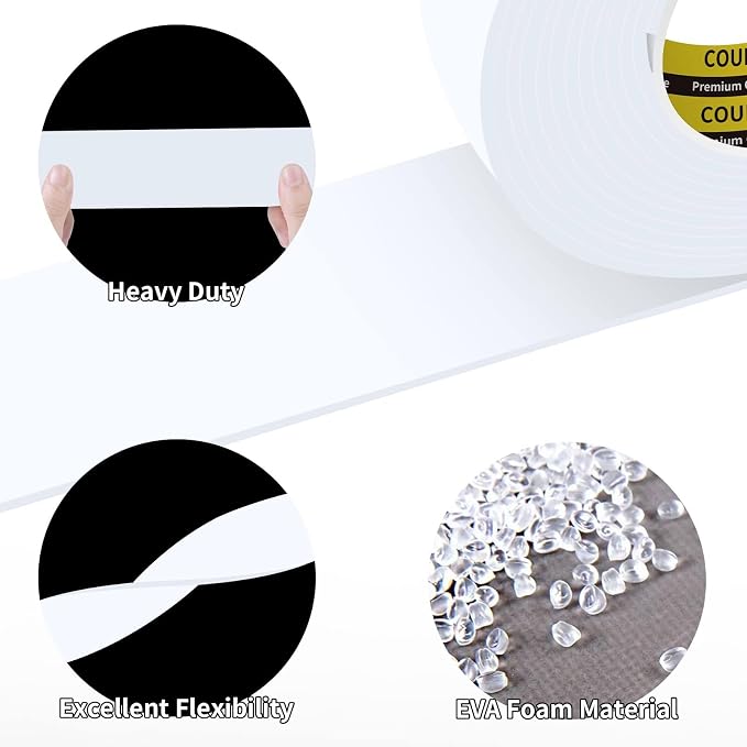 2 Pack Single-Sided Adhesive White Foam Tape, Single-Sided Sealing Strip Foam - Image 4
