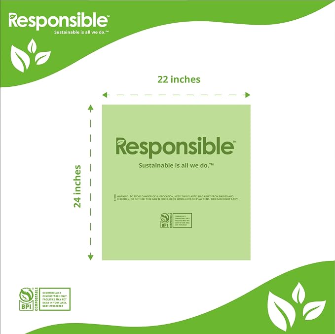 Responsible Products Kitchen Bin Liners, Certified Compostable, Heavy Duty - Image 2