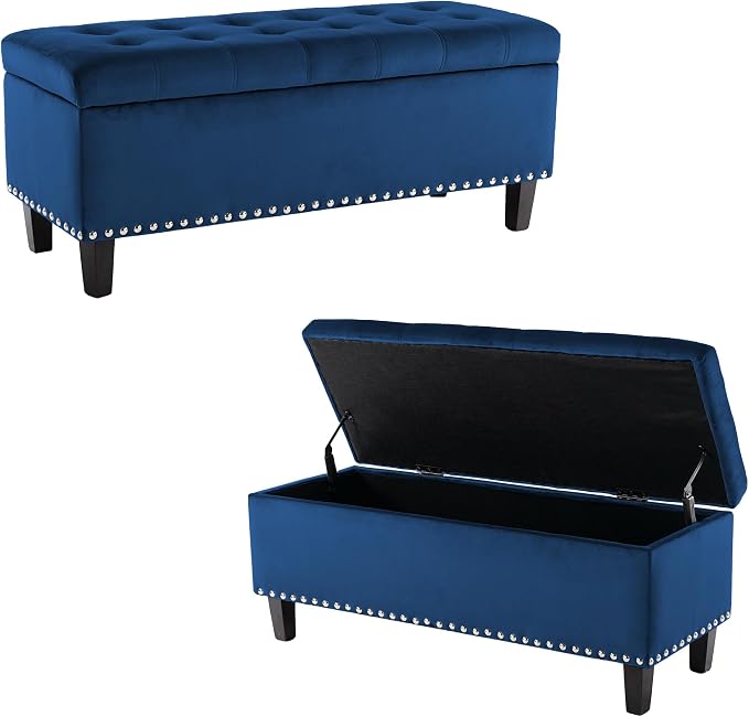 Ottoman with Storage, Storage Ottoman Bench with Button-Tufted, Upholstered End - Image 6