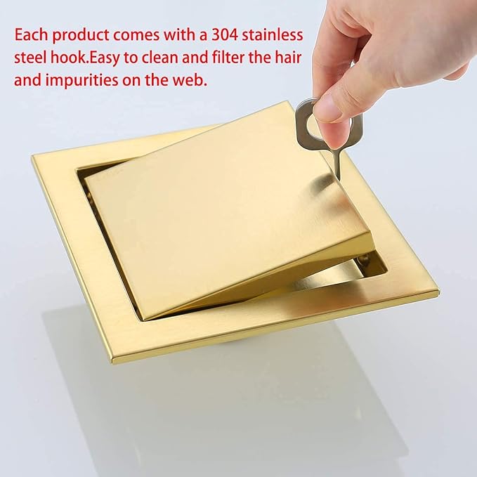 RANDOM Brushed Gold Shower Drain Square - Image 6